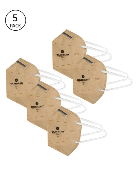 

BUKKUM Unisex Beige Pack Of 5 Reusable 5-Ply N95 Masks