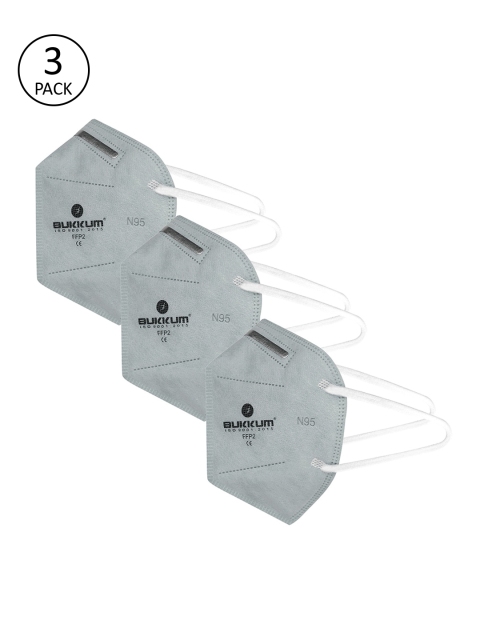 

BUKKUM Unisex 3 Pcs 5-Ply N95 Protective Masks, Grey