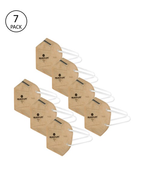 

BUKKUM Unisex Brown Pack Of 7 Reusable 5-Ply N95 MASK