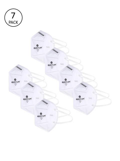 

BUKKUM Unisex White Pack Of 7 Reusable 5-Ply N95 Masks