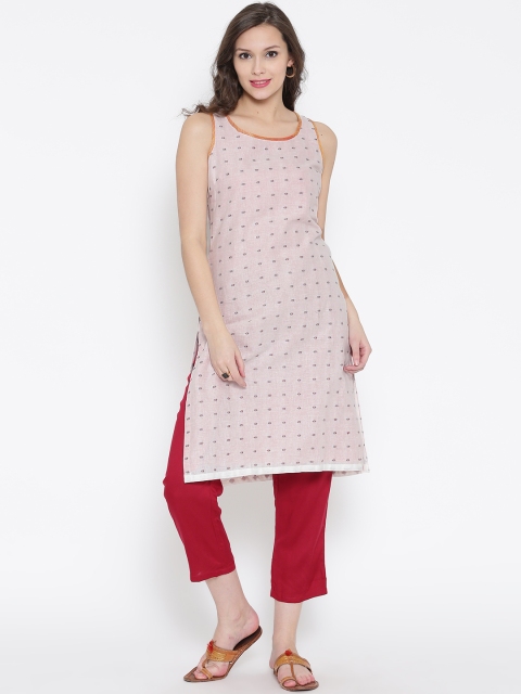 BIBA Off-White Printed Kurta available at myntra for Rs.449