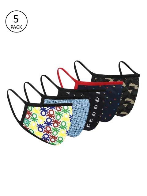 

United Colors of Benetton Unisex Pack of 5 Pcs Assorted Reusable 3-Ply Cloth Masks