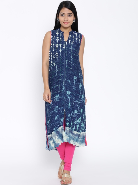 

BIBA Navy Printed Kurta, Navy blue