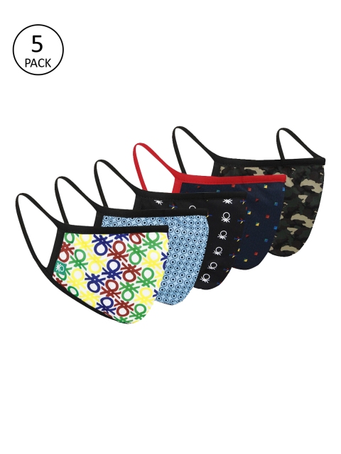 

United Colors of Benetton Unisex 5-Pcs 3-Ply SUPER SHIELD Anti-Pollutio Outdoor Masks, Multi
