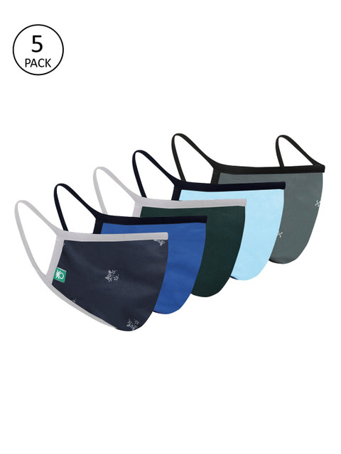 

United Colors of Benetton Adults Pack Of 5 Assorted 3-Ply Reusable Cloth Masks