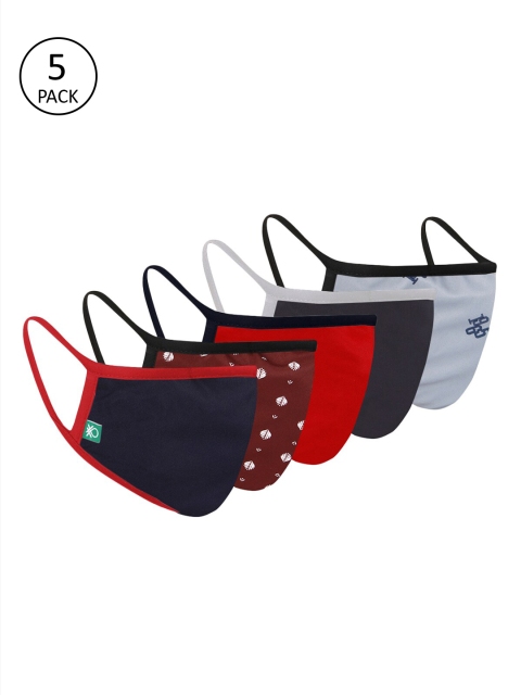 

United Colors of Benetton Unisex 3Ply 5Pcs Protective Outdoor Face Masks, Red