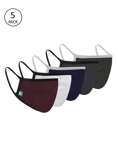 

United Colors of Benetton Unisex 5 Pcs Assorted 3 Ply Reusable Cloth Masks