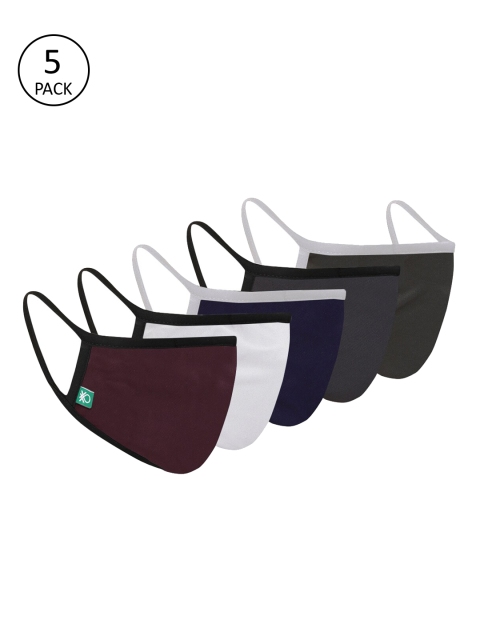 

United Colors of Benetton Unisex 5 Pcs Assorted 3-Ply Reusable Anti-Microbial Cloth Masks
