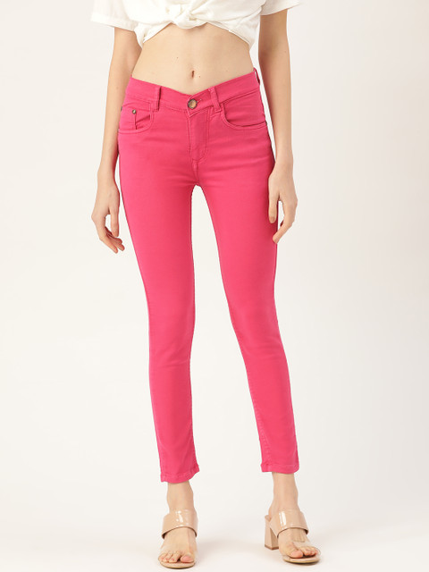 

PARIS HAMILTON Women Pink Slim Fit High-Rise Clean Look Stretchable Jeans