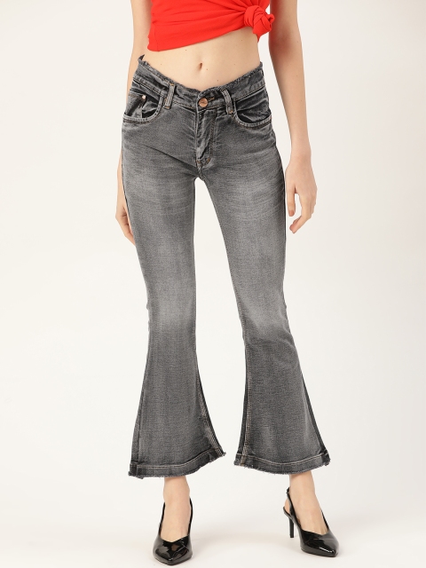 

PARIS HAMILTON Women Charcoal Grey Slim Fit High-Rise Stretchable Bellbottom Jeans