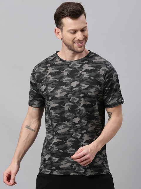 

Urbano Fashion Men Grey Camouflage Printed Round Neck Pure Cotton T-shirt
