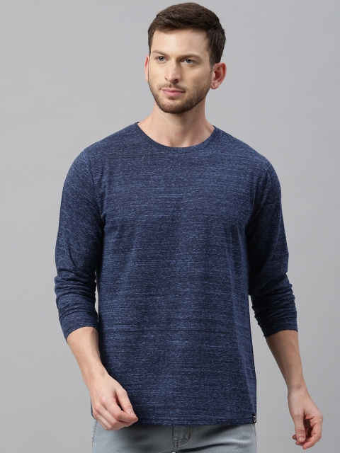 

Urbano Fashion Men Navy Blue Solid Slim Fit Round Neck Pure Cotton T-shirt