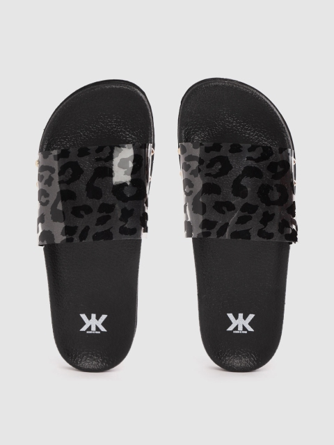

Kook N Keech Women Black Animal Printed Sliders