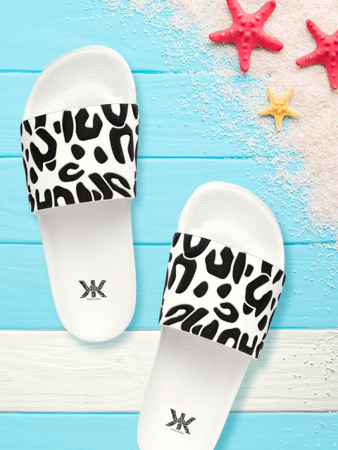 

Kook N Keech Women White & Black Leopard Printed Sliders