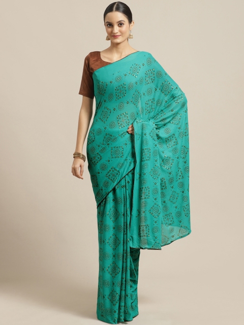 

Saree mall Green & Brown Geometric Print Saree