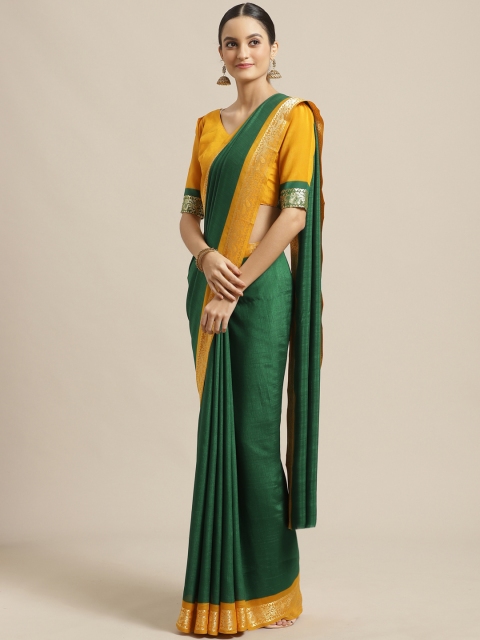 

Saree mall Green & Yellow Solid Saree