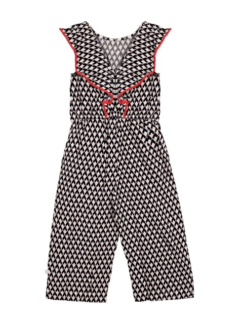 

Budding Bees Girls Black & White Printed Basic Jumpsuit