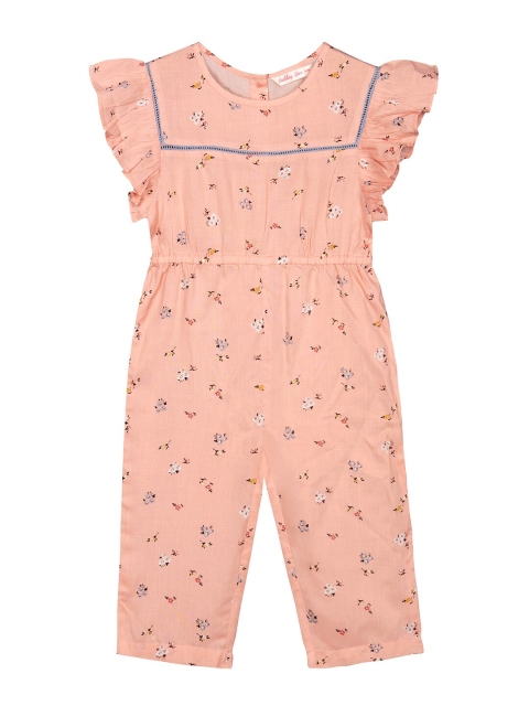 

Budding Bees Infant Girls Pink & Blue Floral Printed Basic Jumpsuit
