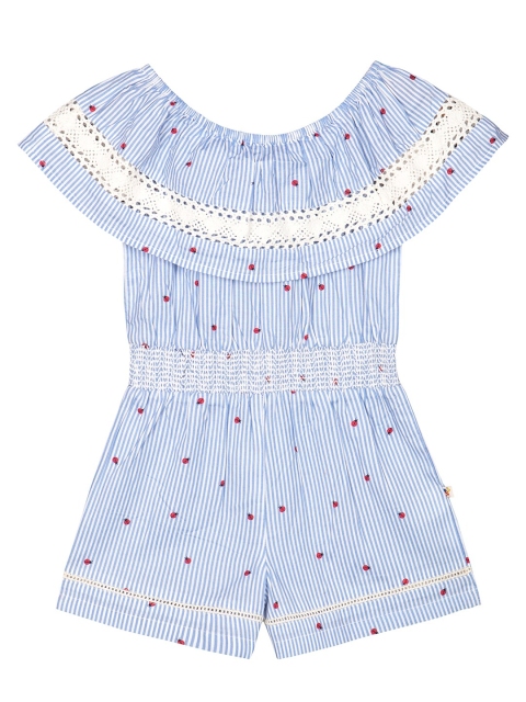 

Budding Bees Girls Blue Striped Playsuit