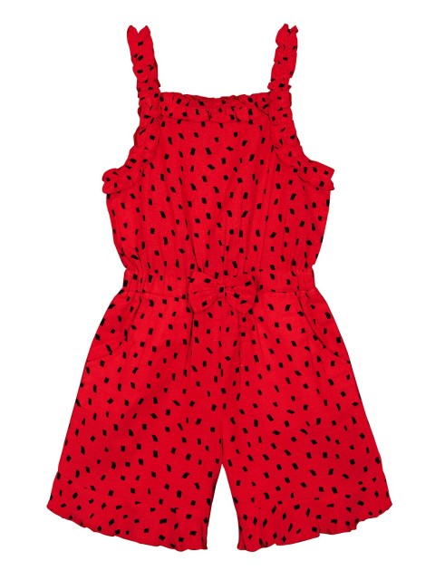 

Budding Bees Girls Red Printed Playsuit