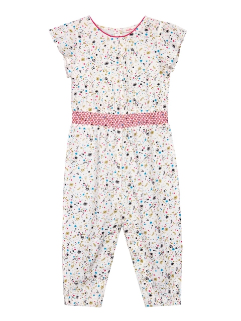 

Budding Bees Infant Girls Off-White & Pink Printed Basic Jumpsuit