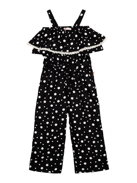 

Budding Bees Girls Black & White Printed Basic Jumpsuit