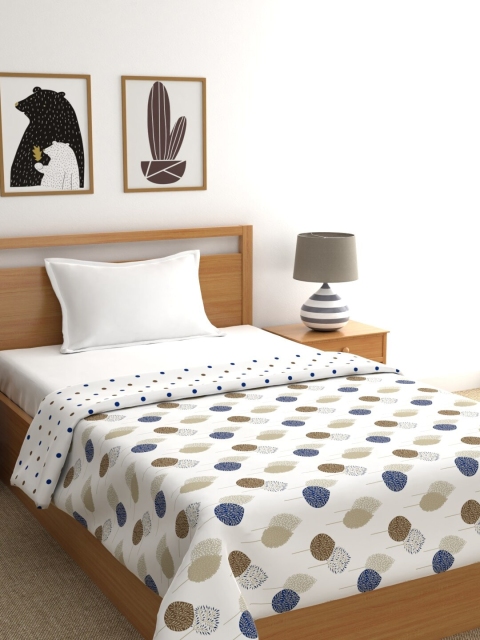 

URBAN SPACE Blue & White Geometric AC Room 350 GSM Single Bed Dohar