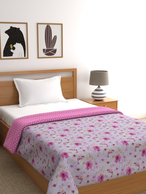 

URBAN SPACE Pink Floral AC Room 350 GSM Single Bed Dohar