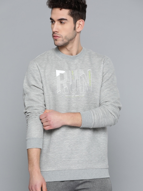 

HRX by Hrithik Roshan Men Grey Melange Self Design Running Sweatshirt