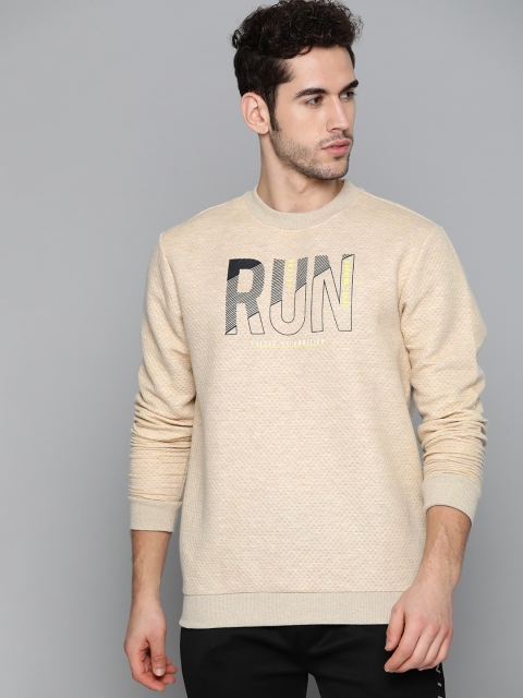 

HRX by Hrithik Roshan Men Beige & Black Self Design Running Sweatshirt