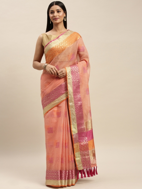 

VASTRANAND Pink Supernet Woven Design Kota Saree