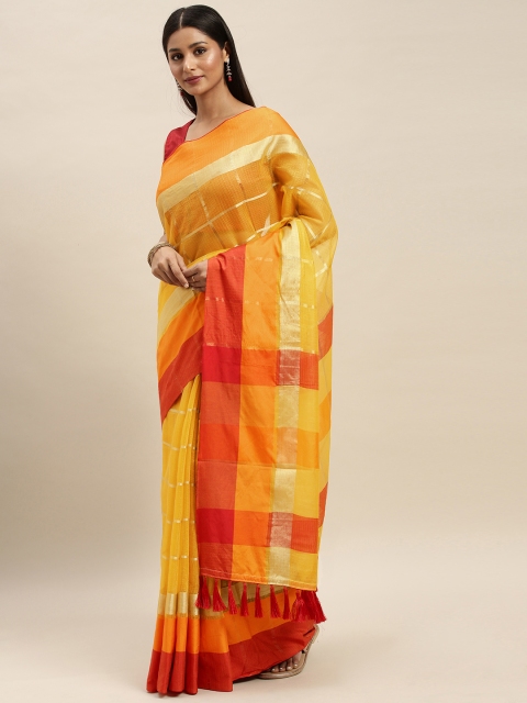

VASTRANAND Yellow Supernet Solid Kota Saree