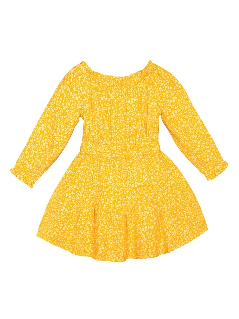 

Budding Bees Girls Yellow & Off-White Floral Printed Fit and Flare Dress