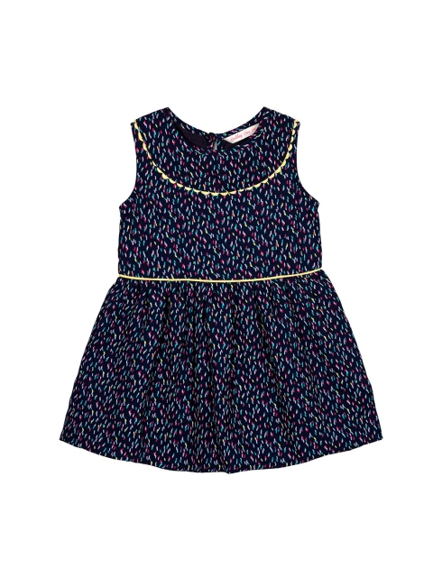 

Budding Bees Infant Girls Navy Blue & Pink Printed Fit and Flare Dress