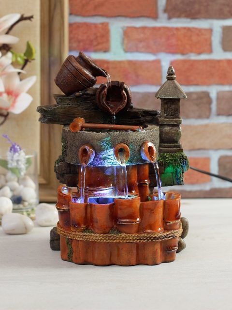 

TAYHAA Brown & Black Handcrafted Water Fountain With Light