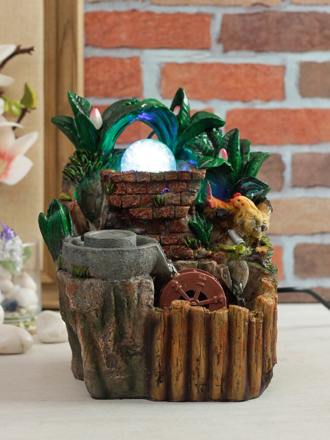 

TAYHAA Brown & Green Decorative Water Fountain With Light