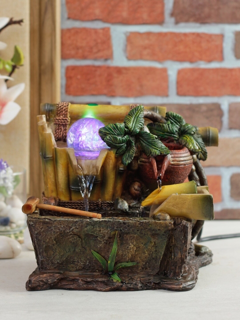 

TAYHAA Grey & Green Handcrafted Water Fountain With Light