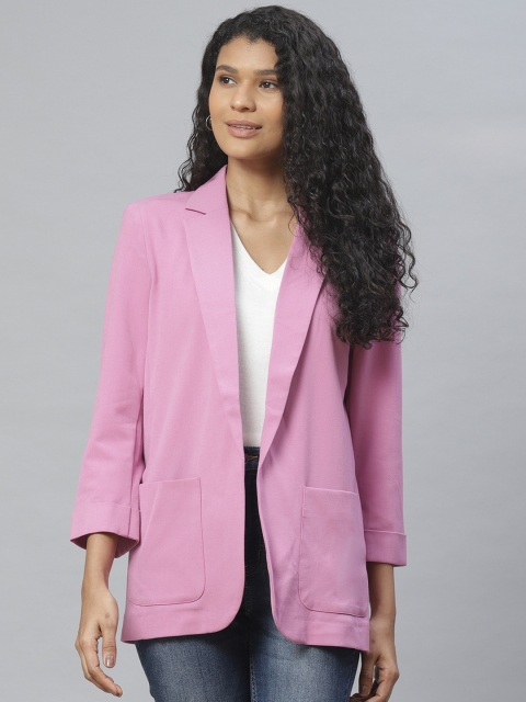 

Marks & Spencer Women Pink Solid Open Front Blazer