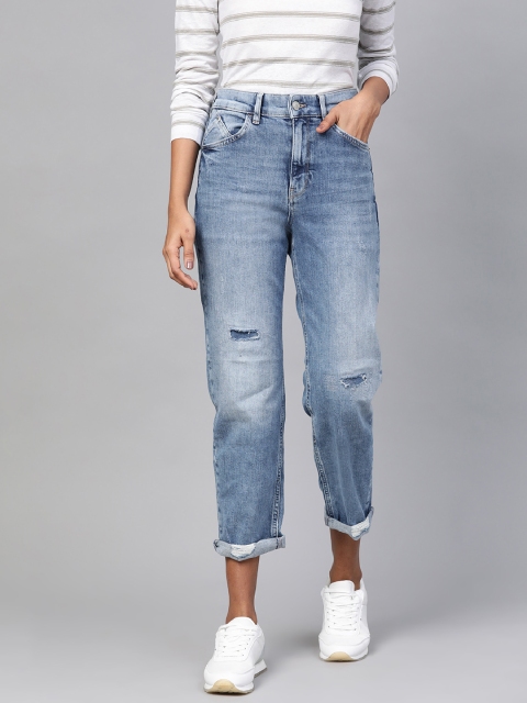 

Marks & Spencer Women Blue Boyfriend Fit Mid-Rise Mildly Distressed Stretchable Jeans