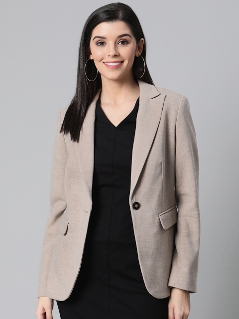 

Marks & Spencer Women Beige Slim Fit Knitted Solid Blazer