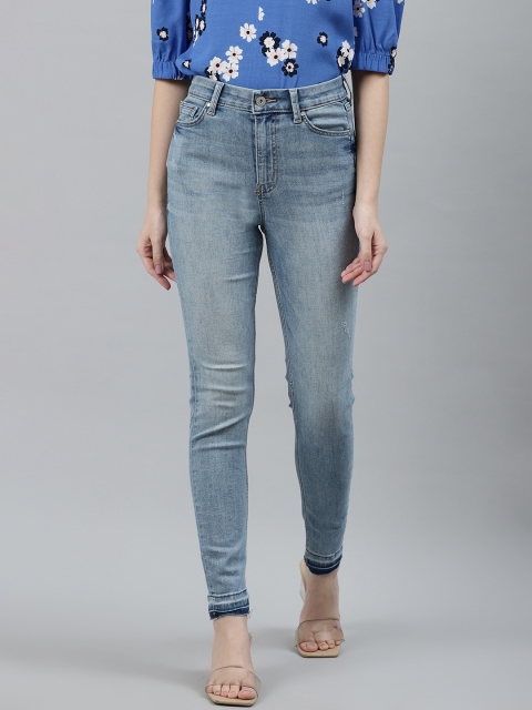 

Marks & Spencer Women Blue The Carrie Skinny Fit High-Rise Mildly Distressed Jeans