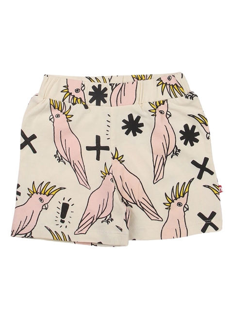 

Nino Bambino Girls Cream-Coloured Organic Cotton Printed Regular Shorts