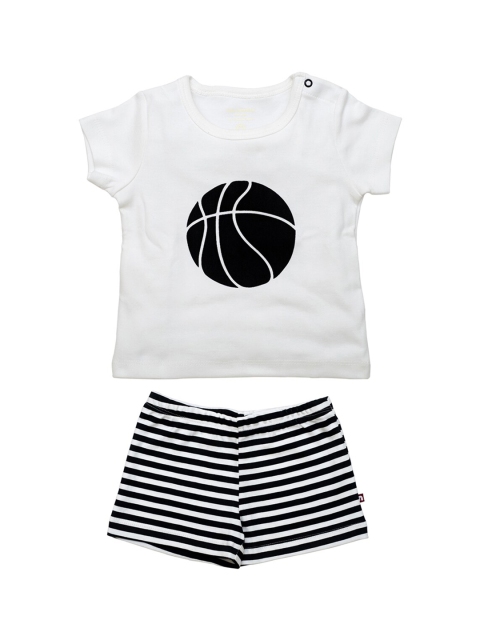 

Nino Bambino Boys White & Black Printed Organic Cotton T-shirt with Shorts