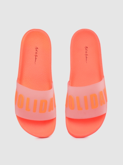 

Mast & Harbour Women Coral Orange Holiday Print Sliders