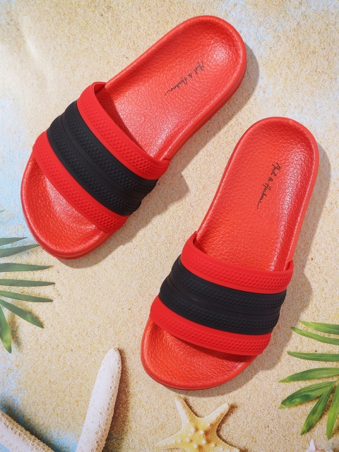 

Mast & Harbour Women Red & Black Colourblocked Sliders