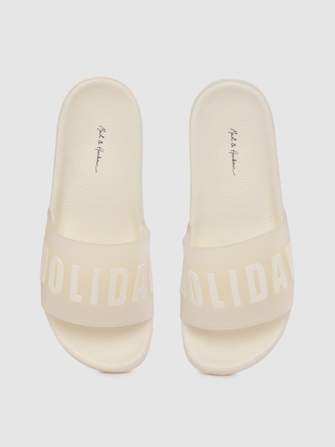 

Mast & Harbour Women Cream-Coloured & Off-White Holiday Print Sliders