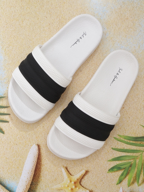 

Mast & Harbour Women Black & White Colourblocked Honeycomb Textured Sliders