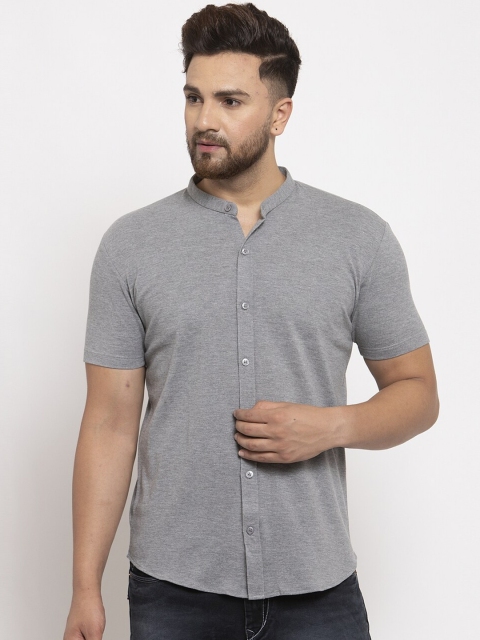 

WILD WEST Men Grey Melange Regular Fit Solid Casual Shirt