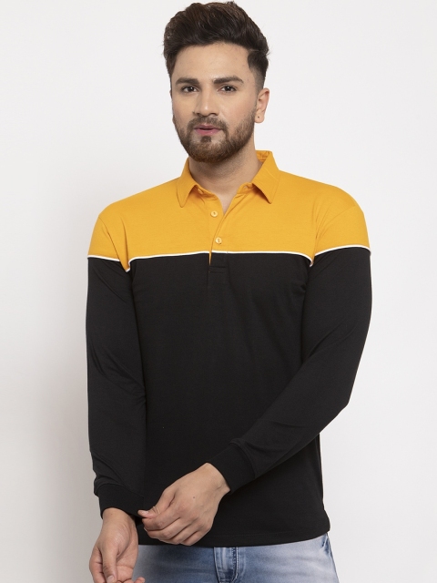 

WILD WEST Men Yellow Colourblocked Polo Collar T-shirt