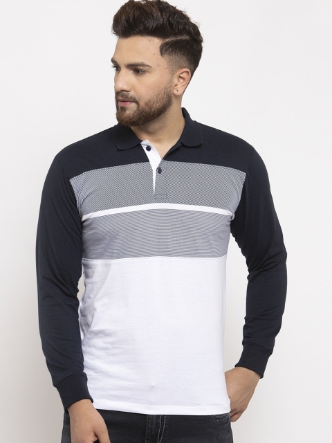 

WILD WEST Men Black & Grey Colourblocked Polo Collar T-shirt